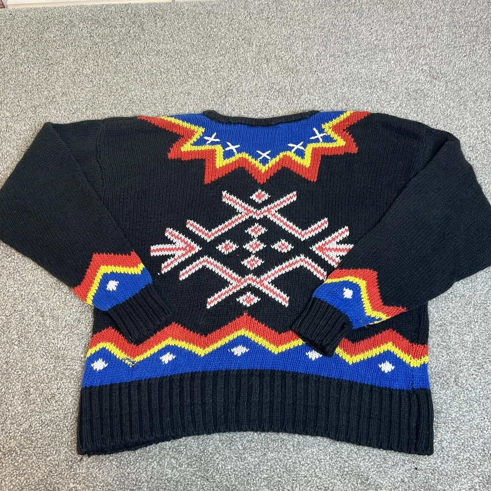 Vintage Lizsport Sweater Mens Large Geometric Knit Pullover 90s‎
